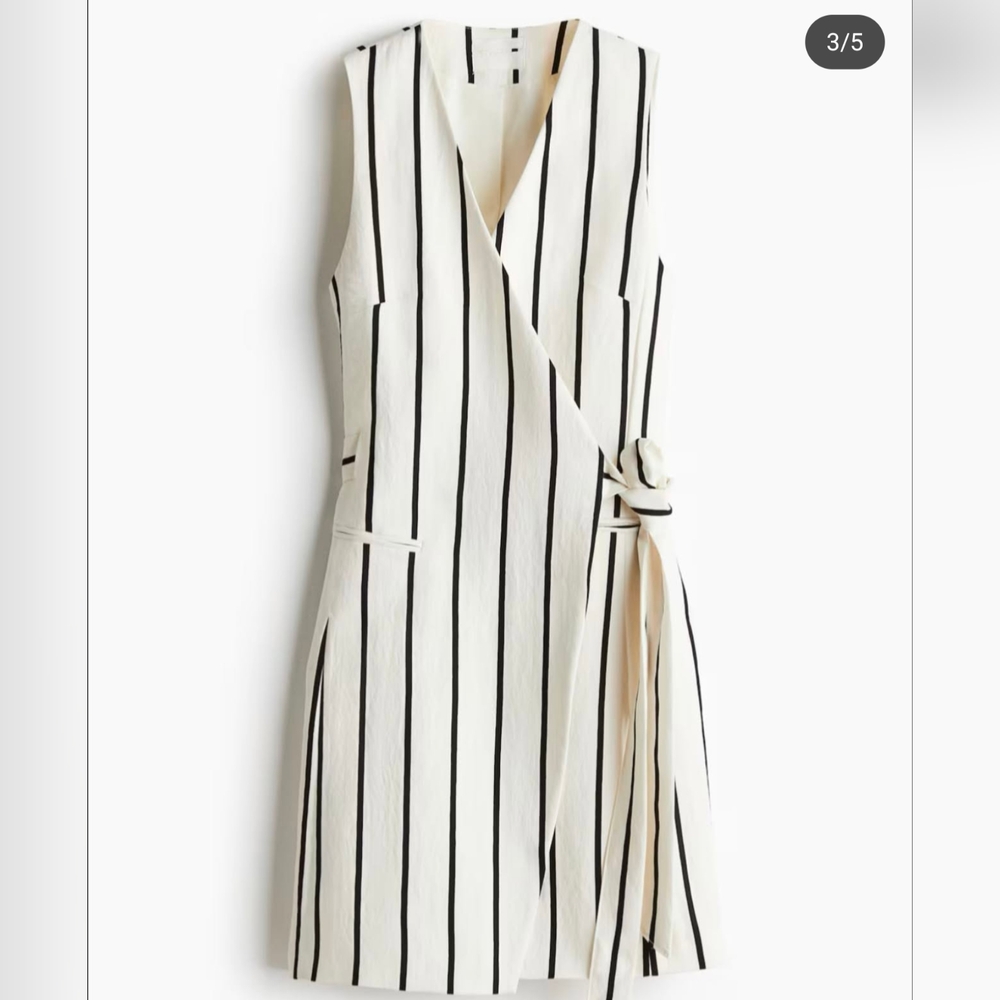 H&M Wrap over White And Black Striped Dress / Jacket